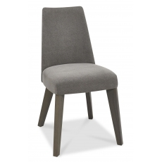 Pair of Cadell Aged Oak Upholstered Dining Chairs (Smoke Grey)