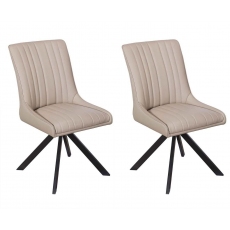 Pair of Allison Dining Chairs (Taupe PU)