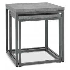 Renzo Zinc & Dark Grey Nest of Tables by Bentley Designs