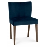 Turin Dark Oak Low Back Upholstered Dark Blue Velvet Chairs