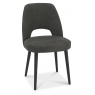 Pair of Vintage Peppercorn Upholstered Dining Chairs - Dark Grey Fabric