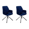 Javier Dark Blue Velvet Swivel Dining Chairs (Set of 2)