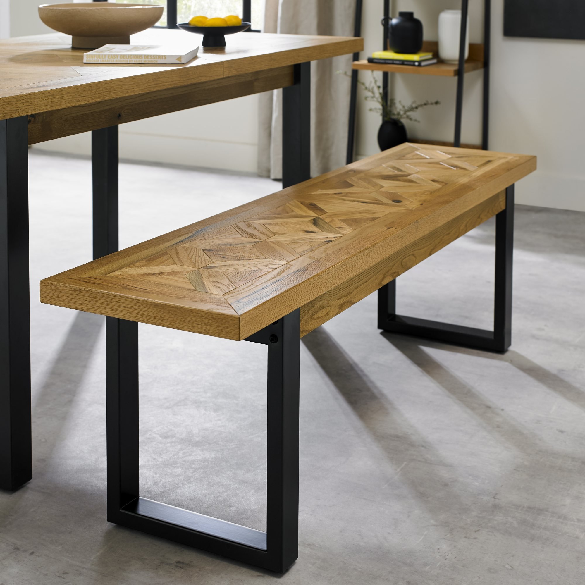 Indus Rustic Oak Dining Bench - Belgica Furniture