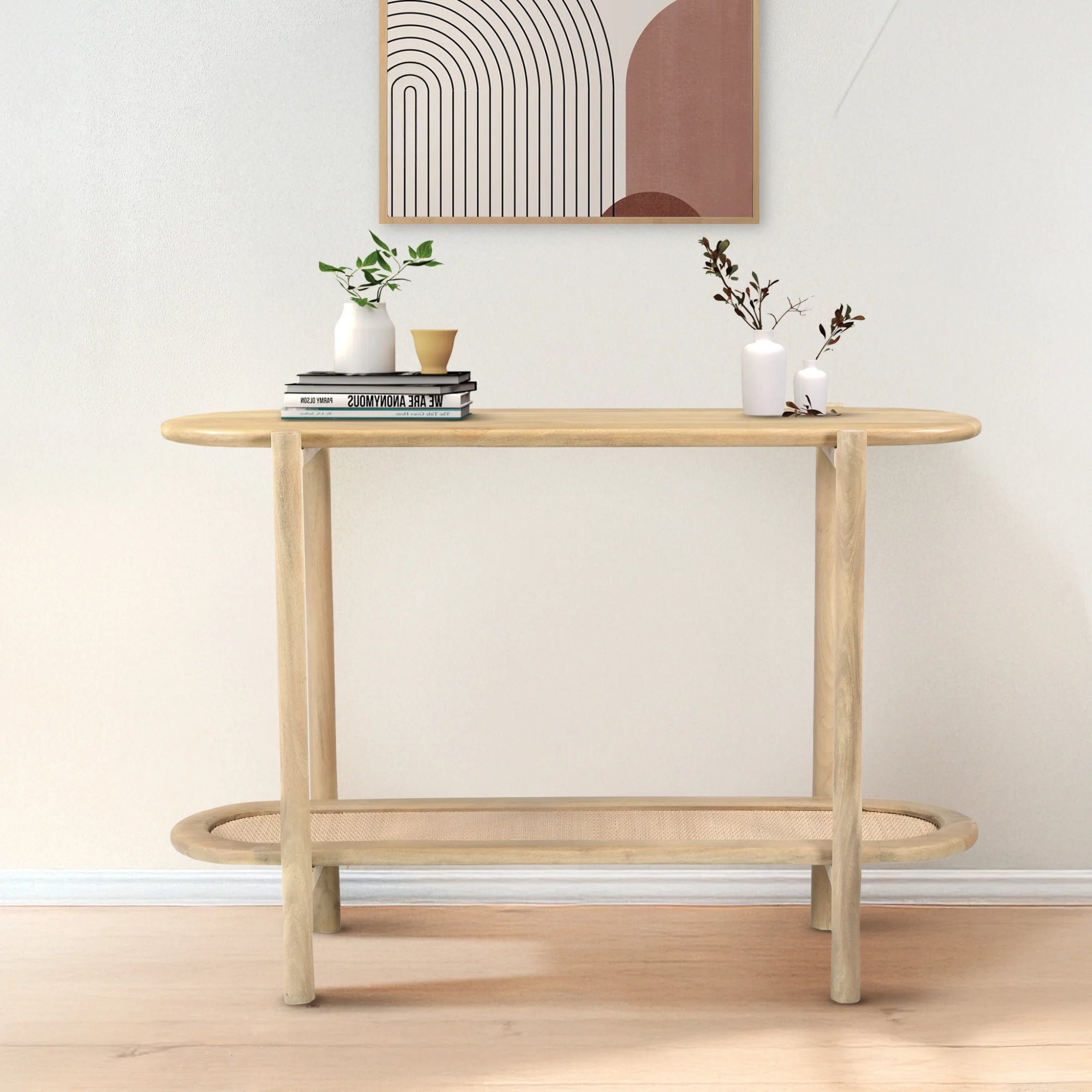 Jonita Rattan Console Table - Belgica Furniture