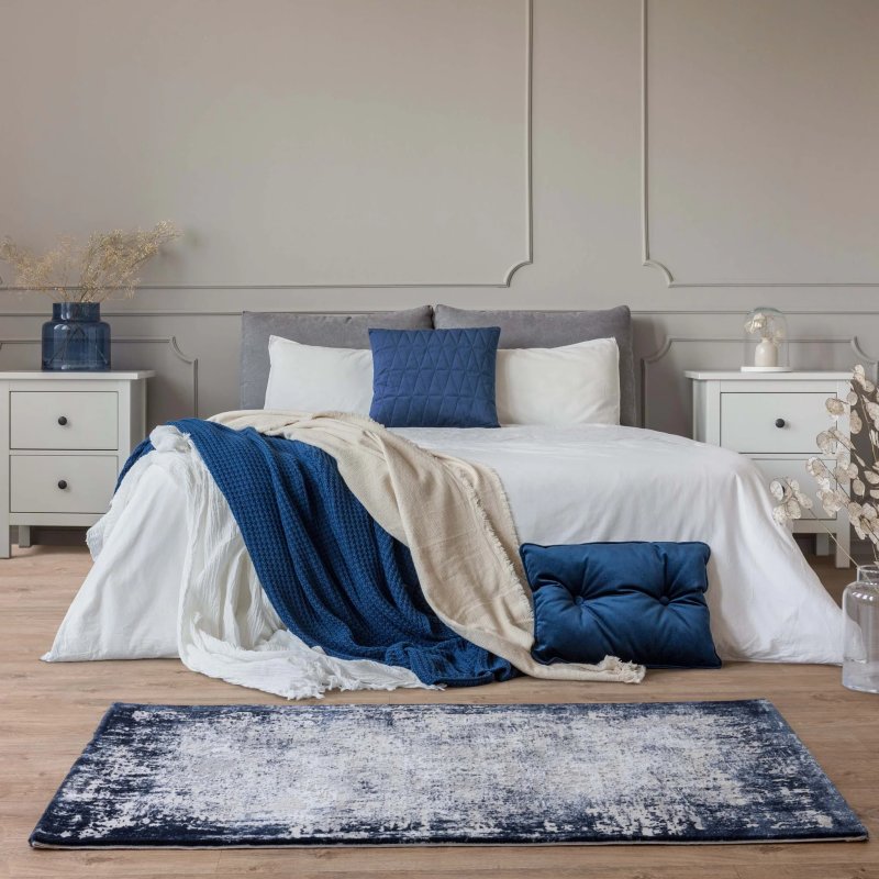 Kuza Border Navy Rug by Asiatic Kuza Border Navy Rug by Asiatic