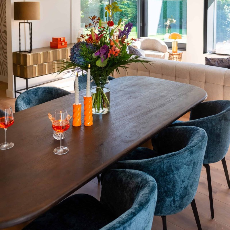 Dining Chair Amphara Blue Chenille by Richmond Interiors Dining Chair Amphara Blue Chenille by Richmond Interiors