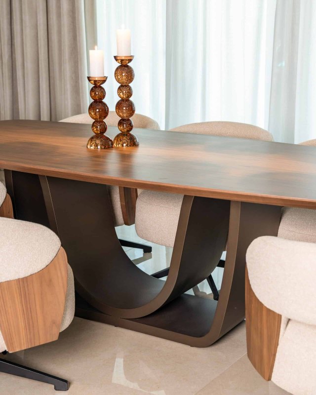 Dining Table Windsor Walnut 230 Brass Base by Richmond Interiors Dining Table Windsor Walnut 230 Brass Base by Richmond Interiors