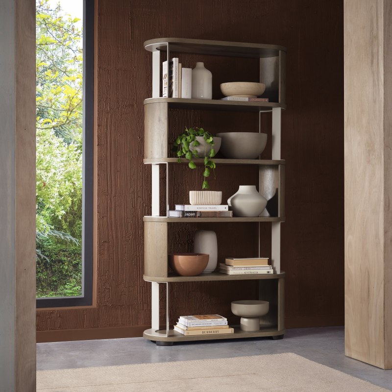 Duo Grey Oiled Oak Open Display Unit by Bentley Designs Duo Grey Oiled Oak Open Display Unit by Bentley Designs