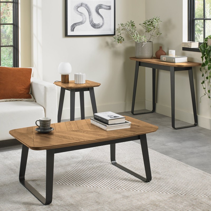 Emerson Rustic Oak and Peppercorn Console Table by Bentley Designs Emerson Rustic Oak and Peppercorn Console Table by Bentley Designs