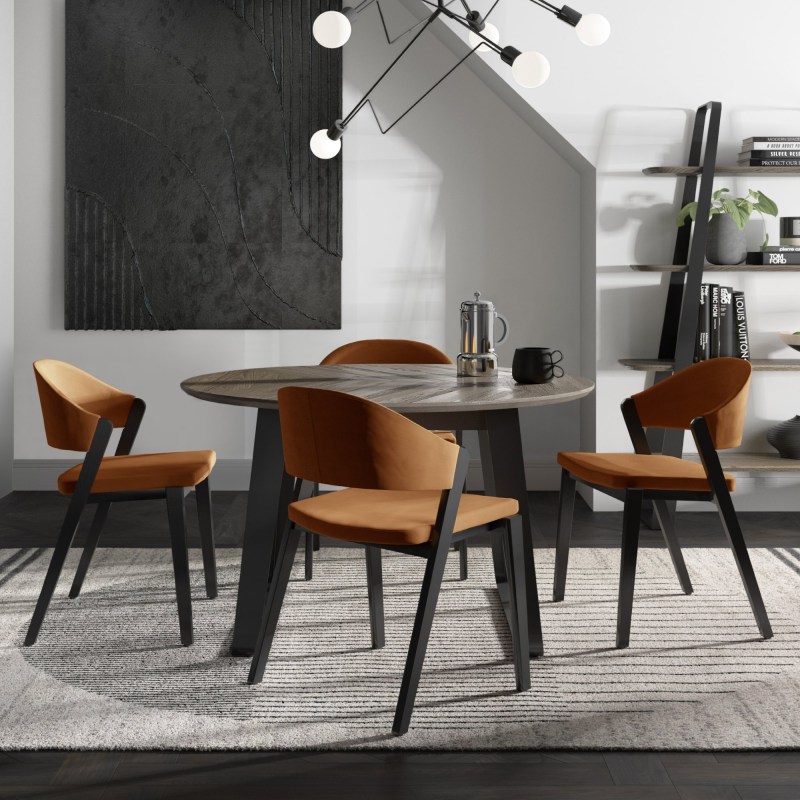 Emerson Weathered Oak and Peppercorn 4 Seater Circular Dining Table by Bentley Designs Emerson Weathered Oak and Peppercorn 4 Seater Circular Dining Table by Bentley Designs
