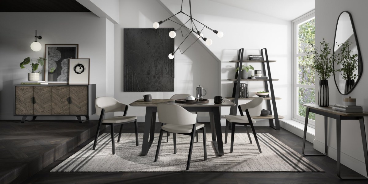 Emerson Weathered Oak and Peppercorn 4-6 Seater Extending Dining Table by Bentley Designs Emerson Weathered Oak and Peppercorn 4-6 Seater Extending Dining Table by Bentley Designs