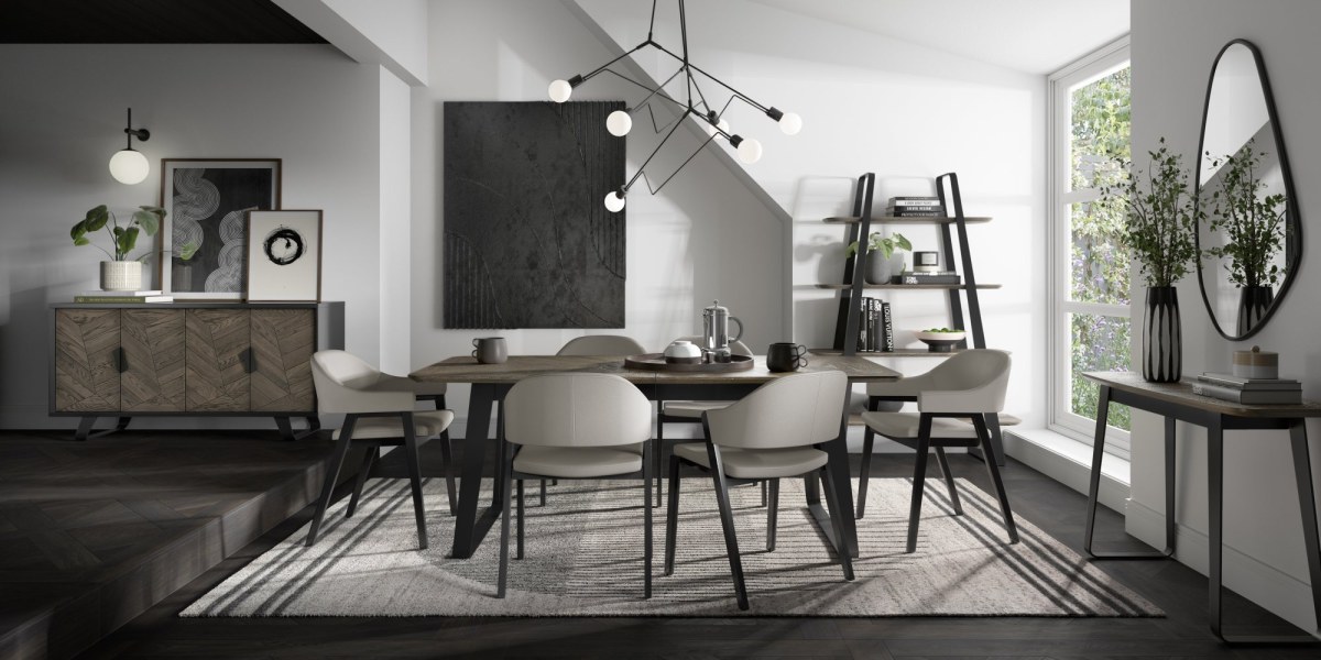 Emerson Weathered Oak and Peppercorn 6-8 Seater Extending Dining Table by Bentley Designs Emerson Weathered Oak and Peppercorn 6-8 Seater Extending Dining Table by Bentley Designs