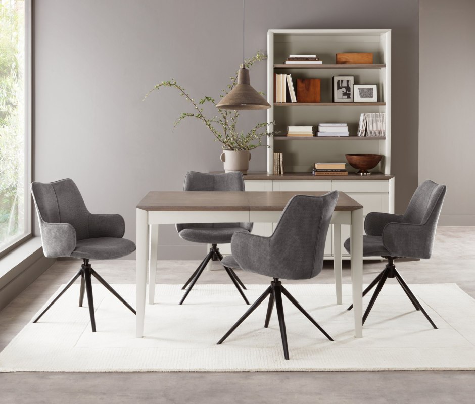 Rowan 360 Degree Self-Returning Swivel Chair - Grey Fabric and Black Legs (Single) Rowan 360 Degree Self-Returning Swivel Chair - Grey Fabric and Black Legs (Single)