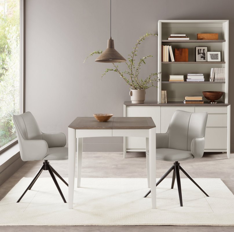 Rowan 360 Degree Self-Returning Swivel Chair - Light Grey Faux Leather and Black Legs (Single) Rowan 360 Degree Self-Returning Swivel Chair - Light Grey Faux Leather and Black Legs (Single)