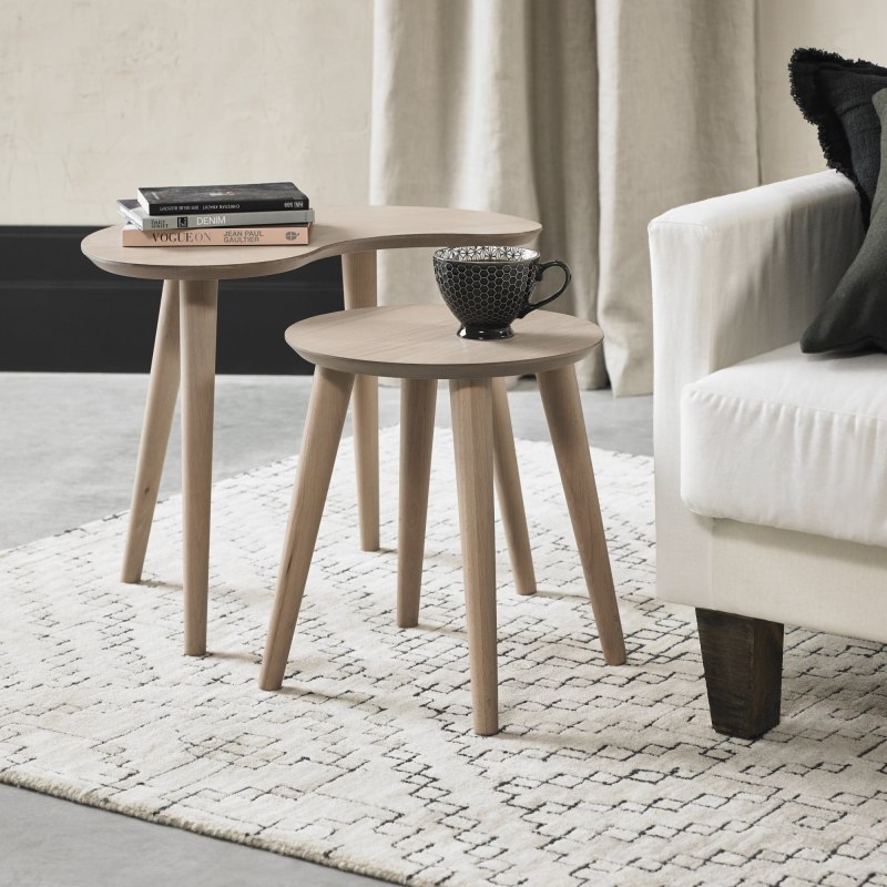 Dansk Scandi Oak Nest of Lamp Tables by Bentley Designs Dansk Scandi Oak Nest of Lamp Tables by Bentley Designs