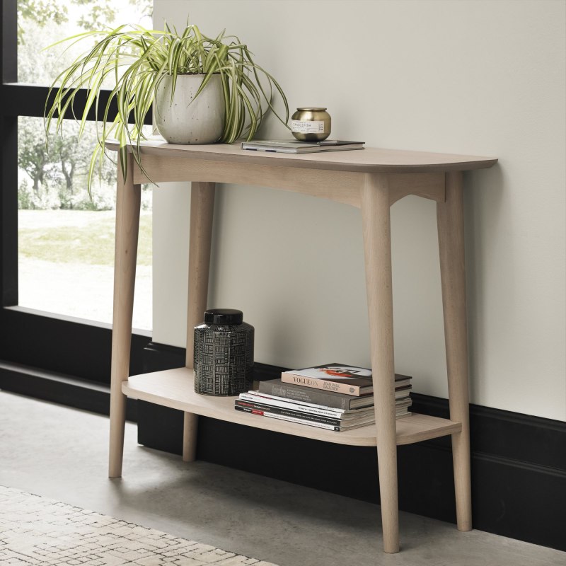 Dansk Scandi Oak Console with Shelf by Bentley Designs Dansk Scandi Oak Console with Shelf by Bentley Designs