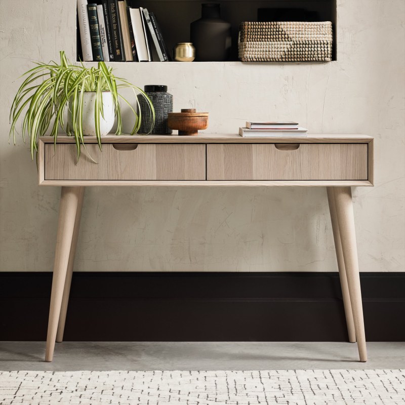 Dansk Scandi Oak Console Table with Drawers by Bentley Designs Dansk Scandi Oak Console Table with Drawers by Bentley Designs