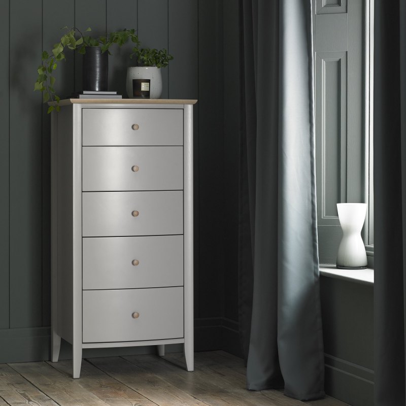 Whitby Scandi Oak and Warm Grey 5 Drawer Chest by Bentley Designs Whitby Scandi Oak and Warm Grey 5 Drawer Chest by Bentley Designs