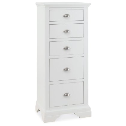 Hampstead White 5 Drawer Tall Chest by Bentley Designs