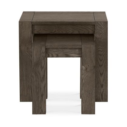 Turin Dark Oak Nest of Lamp Tables by Bentley Designs