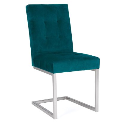 Pair of Tivoli Upholstered Cantilever Chairs - Sea Green Velvet by Bentley Designs