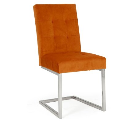 Pair of Tivoli Upholstered Cantilever Chairs - Harvest Pumpkin Velvet by Bentley Designs