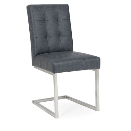 Pair of Tivoli Upholstered Cantilever Chairs - Mottled Black Faux Leather by Bentley Designs