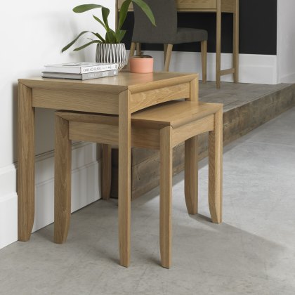 Bergen Oak Nest of Lamp Tables by Bentley Designs