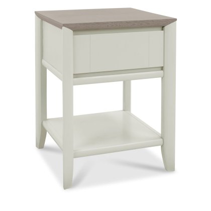Bergen Grey Washed Oak & Soft Grey Lamp Table with Drawer by Bentley Designs