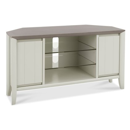 Bergen Grey Washed Oak & Soft Grey Corner Entertainment Unit by Bentley Designs