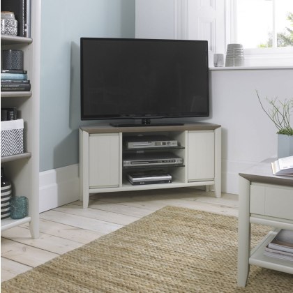 Bergen Grey Washed Oak & Soft Grey Corner Entertainment Unit by Bentley Designs