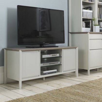Bergen Grey Washed Oak & Soft Grey Entertainment Unit by Bentley Designs
