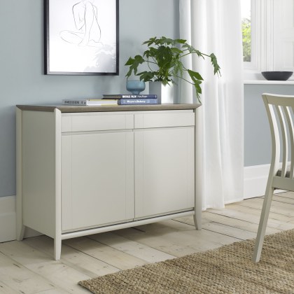 Bergen Grey Washed Oak & Soft Grey Narrow Sideboard by Bentley Designs