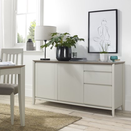 Bergen Grey Washed Oak & Soft Grey Wide Sideboard by Bentley Designs