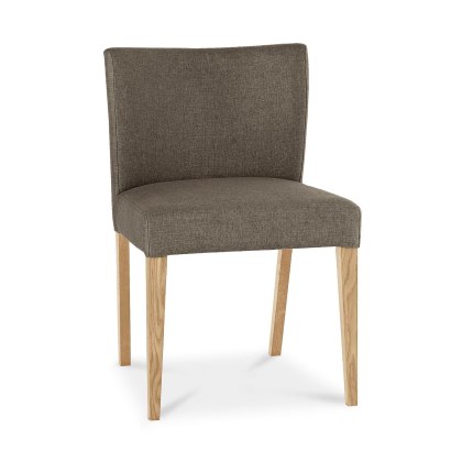 Pair of Turin Light Oak Low Back Upholstered Chairs (Black Gold Fabric) by Bentley Designs