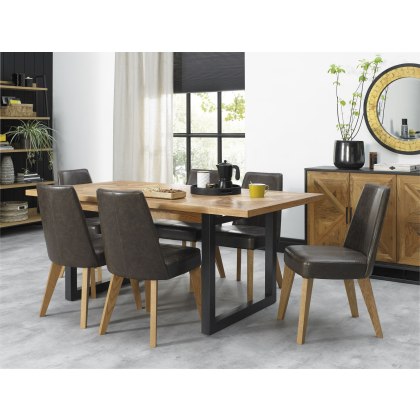 Indus Rustic Oak 6-8 Seater Extending Dining Table by Bentley Designs