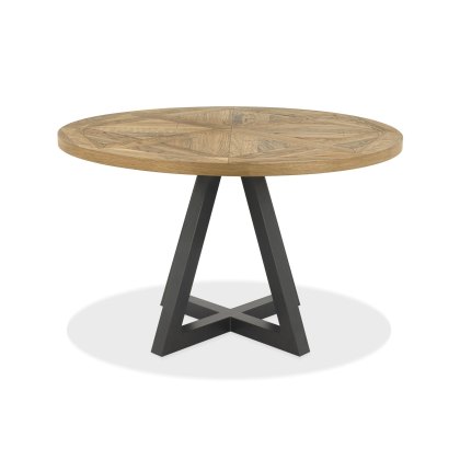 Indus Rustic Oak 125cm Circular Dining Table by Bentley Designs