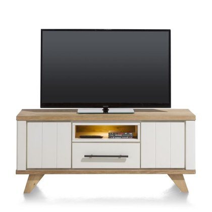 Jardin 140cm Lowboard with LED Lighting (White) by Habufa