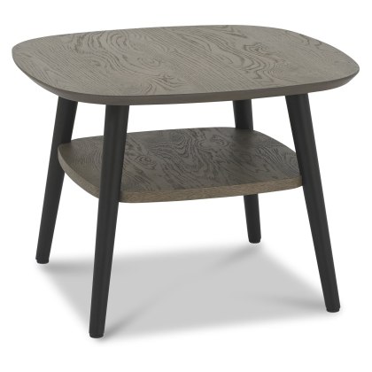 Vintage Weathered Oak Lamp Table with Shelf