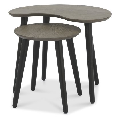 Vintage Weathered Oak Nest of Lamp Tables