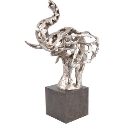 Addo Abstract Elephant Head Sculpture in Silver Resin by Libra