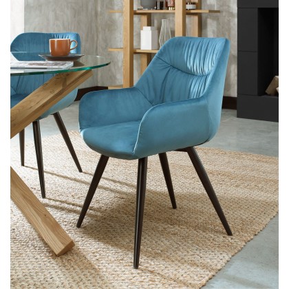 Pair of Dali Dining Chairs (Petrol Blue Velvet) by Bentley Designs