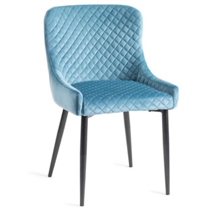 Pair of Cezanne Dining Chairs (Petrol Blue Velvet / Black Leg) by Bentley Designs