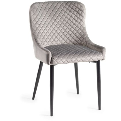 Pair of Cezanne Dining Chairs (Grey Velvet / Black Leg) by Bentley Designs