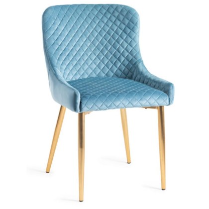 Pair of Cezanne Dining Chairs (Petrol Blue Velvet / Matt Gold Leg) by Bentley Designs