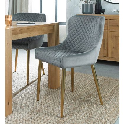 Pair of Cezanne Dining Chairs (Petrol Blue Velvet / Matt Gold Leg) by Bentley Designs