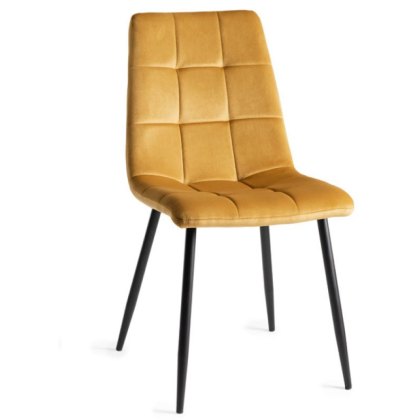 Pair of Loft Dining Chairs (Mustard Velvet) by Bentley Designs