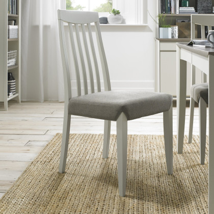 Bergen Grey Washed Slat Back Chair - Titanium Fabric (Sold in Pairs) by Bentley Designs