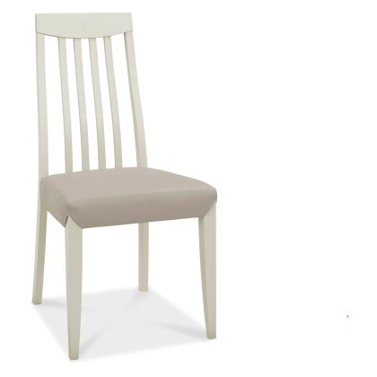 Bergen Grey Washed Slat Back Chair - Grey Bonded Leather (Sold in Pairs) by Bentley Designs