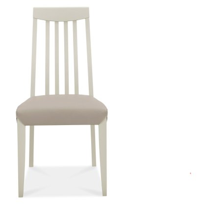 Bergen Grey Washed Slat Back Chair - Grey Bonded Leather (Sold in Pairs) by Bentley Designs